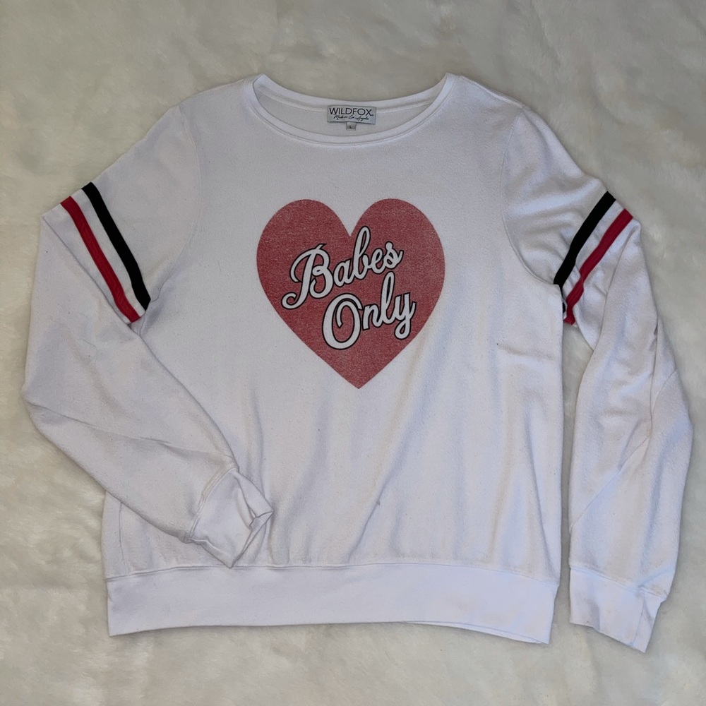 Wildfox Babes Only white red and black sweatshirt